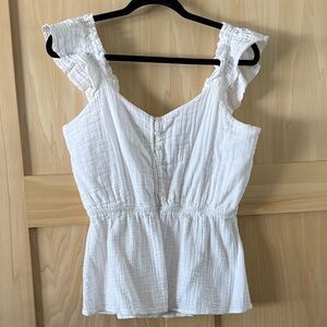 Maurices White Ruffle Strap Peplum Camisole
